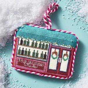 Anthropologie x Furbish Needlepoint Ornament - Pour Decisions Wine Bar New w/Tag